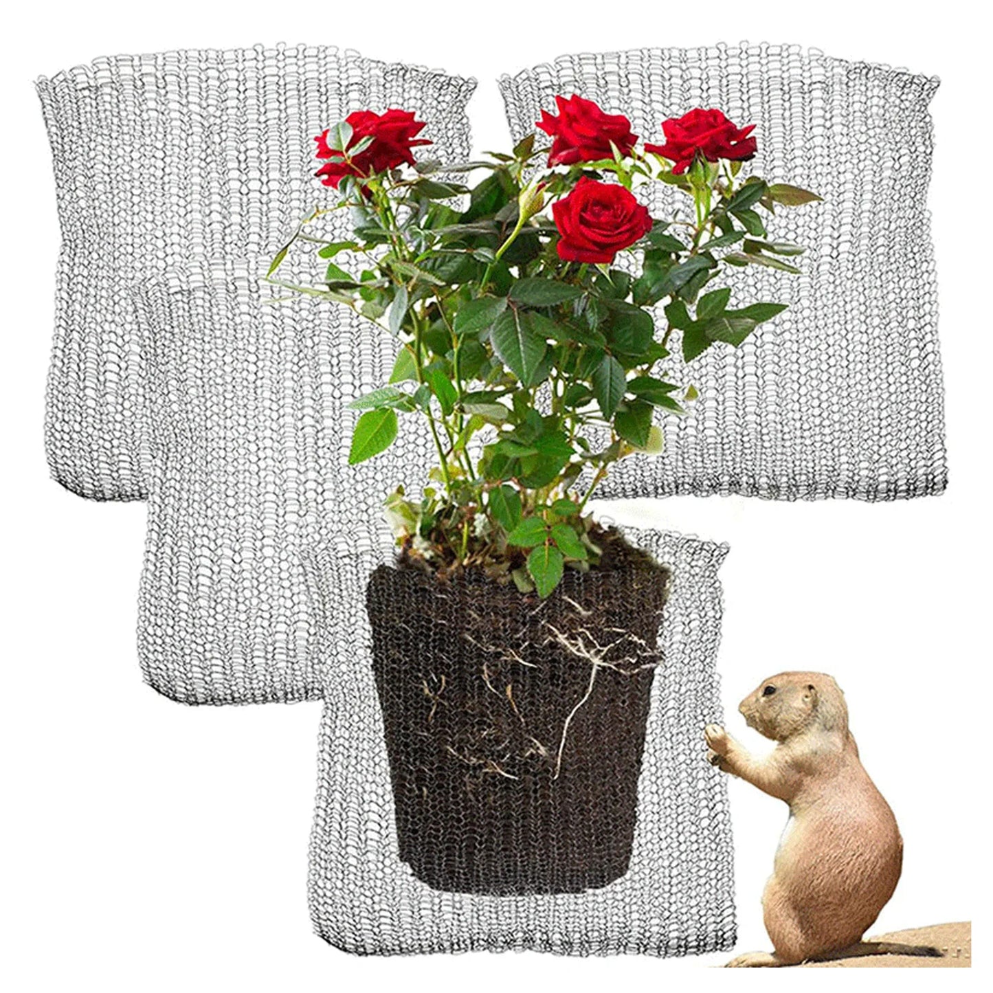 ZK20 Plant Root Guard Gopher Proof Wire Basket Mole Vole Mesh Wire Basket Underground Stainless Steel Wire Mesh Bag for Plants